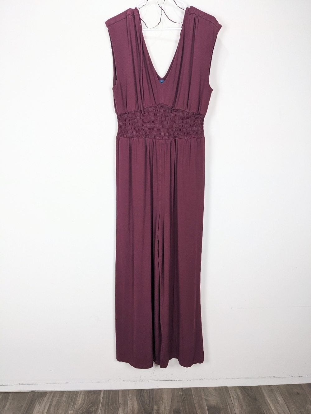 Old Navy Waist Defined Shirred Jumpsuit Dark Mauve Size Large Tall